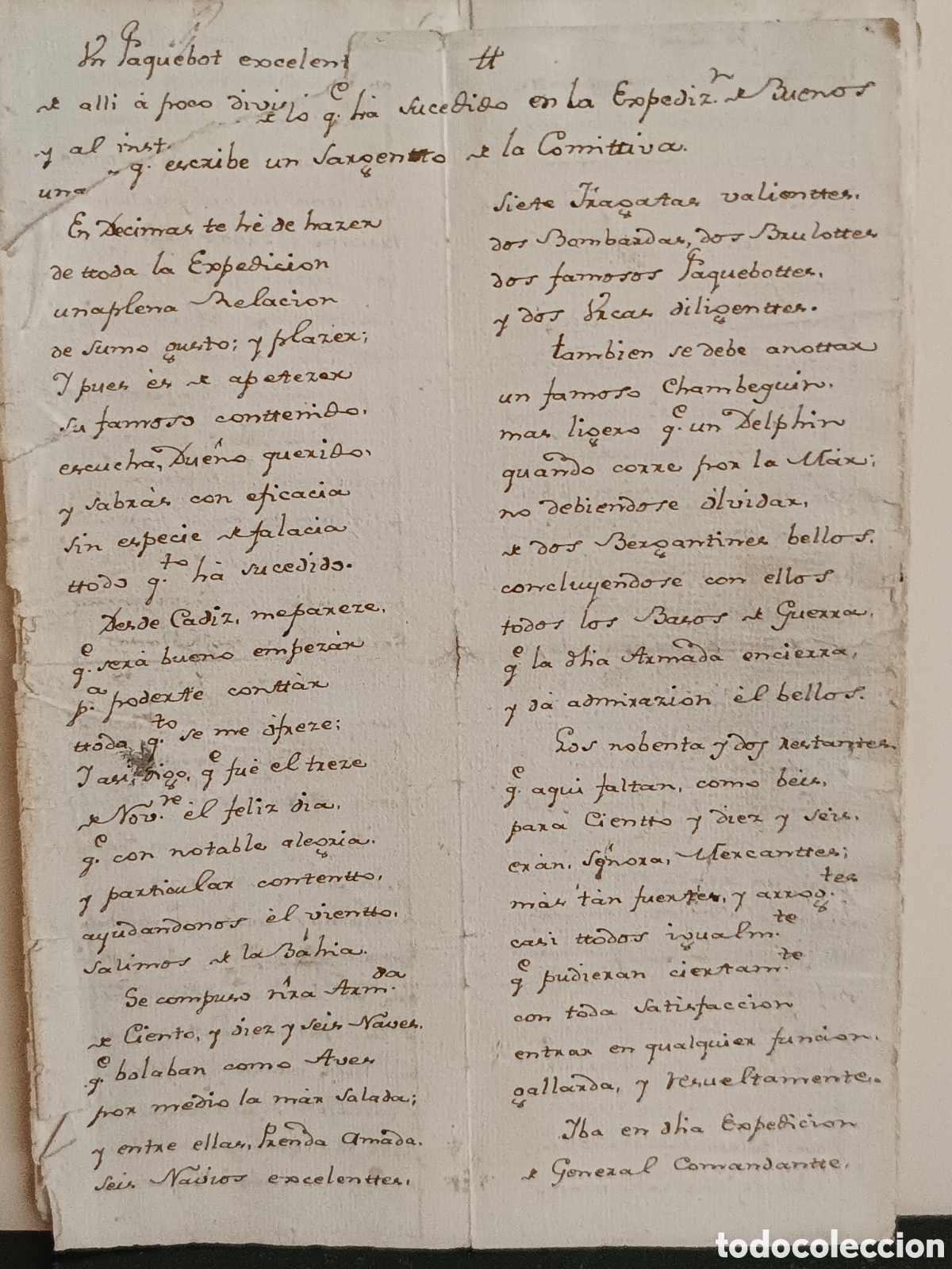 Manuscritos antiguos: MANUSCRITO COLONIAL S. XVIII (c. 1777) EXPEDICI&Oacute;N PEDRO DE CEBALLOS TOMA COLONIA DEL SACRAMENTO