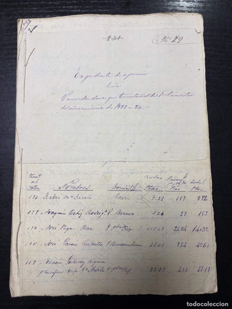 Manuscritos antiguos: ARCOS DE LA FRONTERA, 1883 &ndash; EXPEDIENTE DE APREMIO CONTRIBUCI&Oacute;N TERRITORIAL &ndash; BANCO DE ESPA&Ntilde;A &ndash;