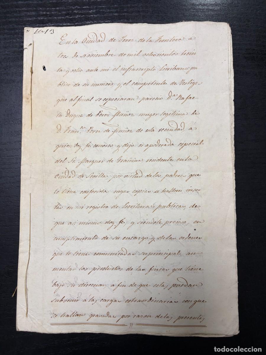 Manuscritos antiguos: JEREZ DE LA FRA., 1838 &ndash; ARRENDAMIENTO CORTIJO MAJARROMAQUE &ndash; MARQU&Eacute;S DE GRA&Ntilde;INA &ndash; LEER