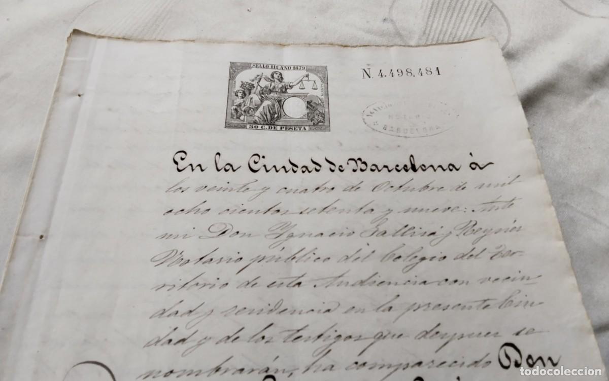 Manuscritos antiguos: BARCELONA , MANUSCRITO CON TIMBROLOGIA A&Ntilde;O 1879 , 6 PAG