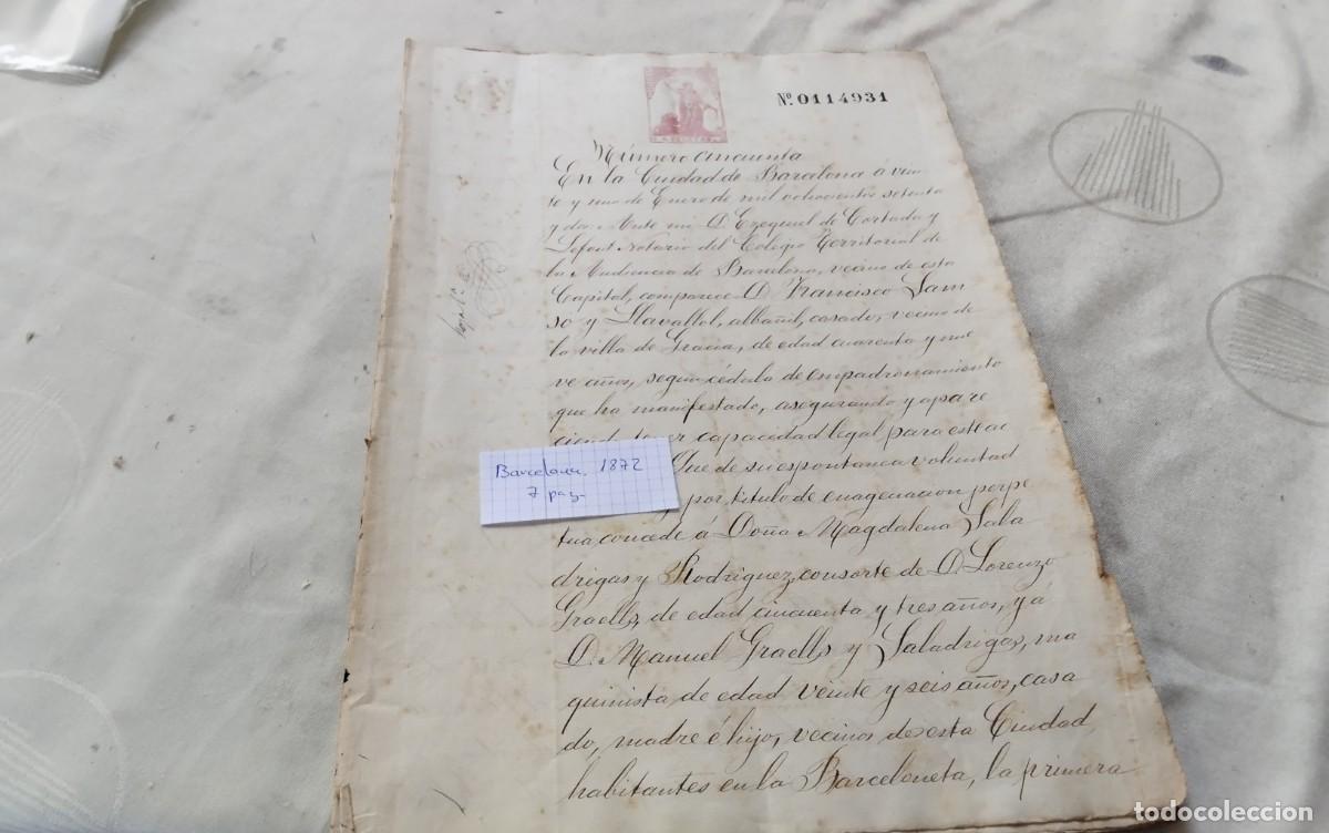 Manuscritos antiguos: BARCELONA - VILLA DE GRACIA, MANUSCRITO CON TIMBROLOGIA A&Ntilde;O 1879 , 4 PAG