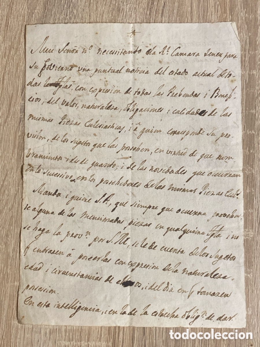 Manuscritos antiguos: Carta circular manuscrita la Real C&aacute;mara para su Gobierno saber estado actual de las Iglesias 1778