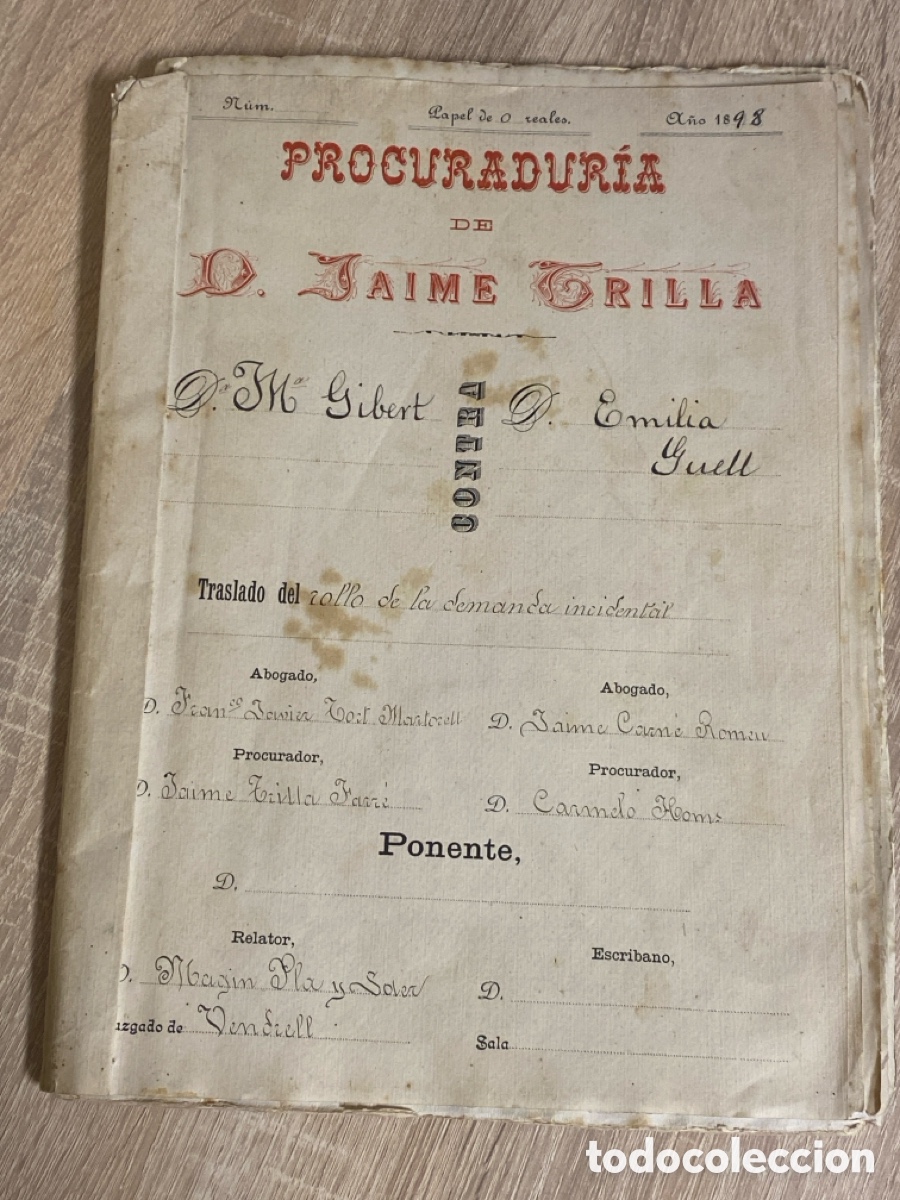 Manuscritos antiguos: Apelaci&oacute;n Gibert contra Guell 1898 PAGO DE LEGITIMA Juzgado Vendrell