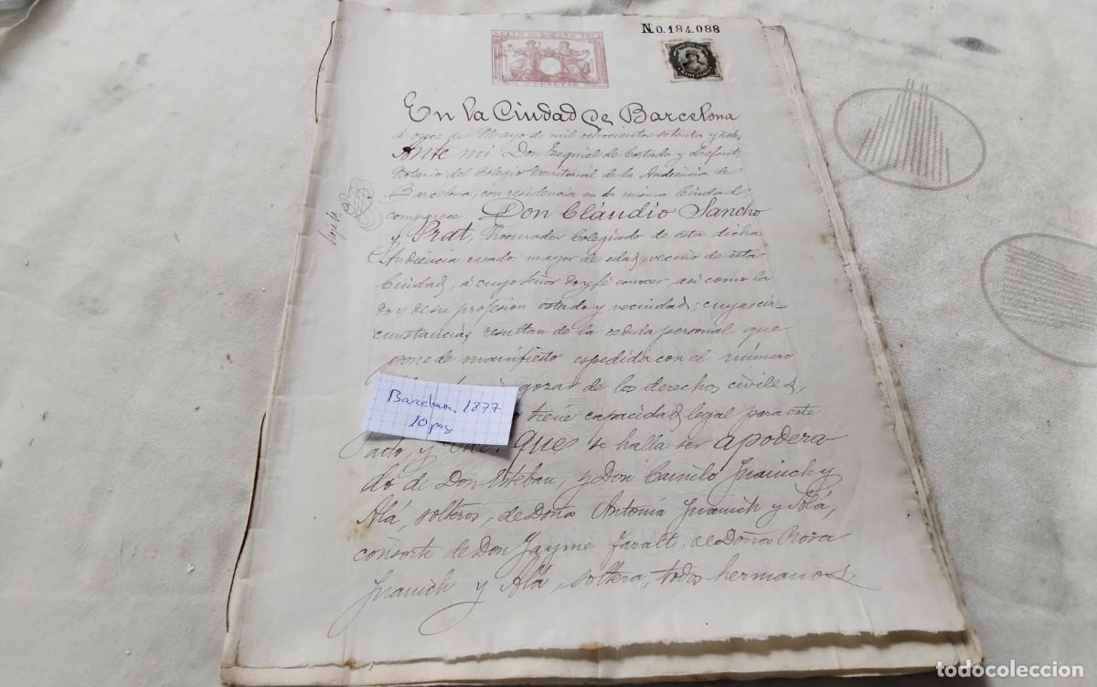 Manuscritos antiguos: BARCELONA , MANUSCRITO CON TIMBROLOGIA A&Ntilde;O 1877 , 10 PAG
