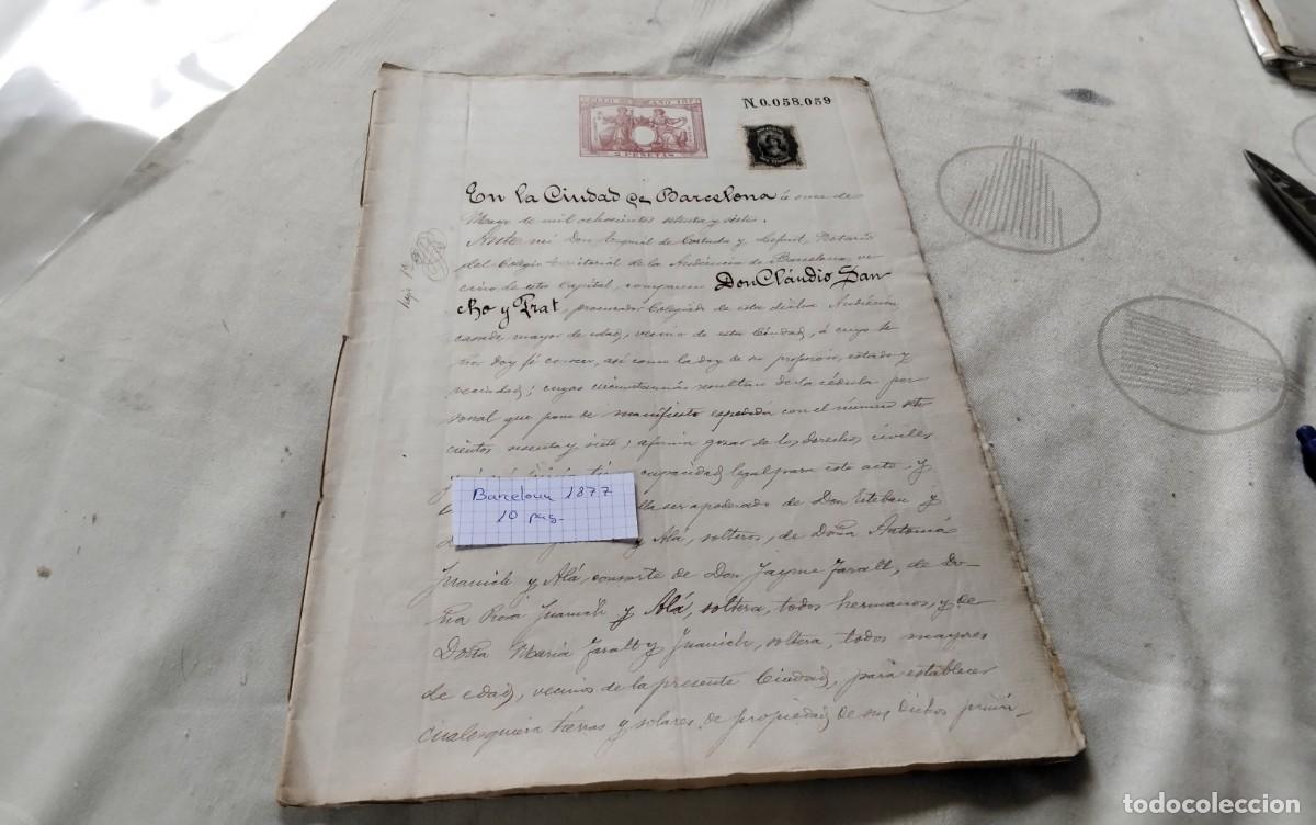 Manuscritos antiguos: BARCELONA , MANUSCRITO CON TIMBROLOGIA A&Ntilde;O 1877 , 10 PAG