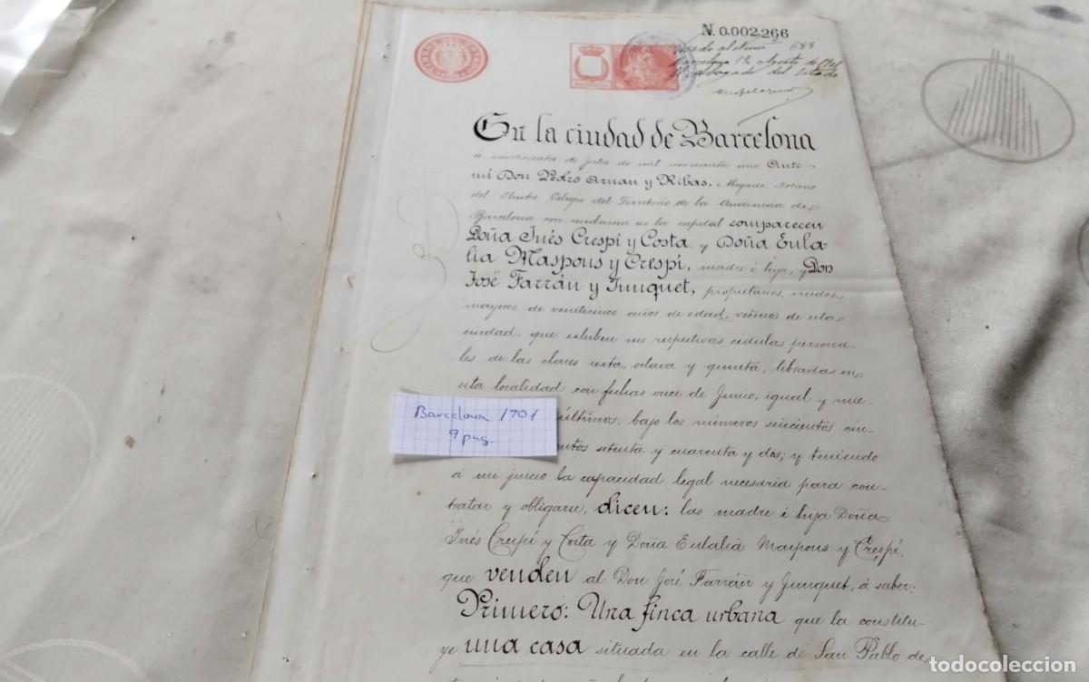Manuscritos antiguos: BARCELONA , MANUSCRITO CON TIMBROLOGIA A&Ntilde;O 1901 , 9 PAG