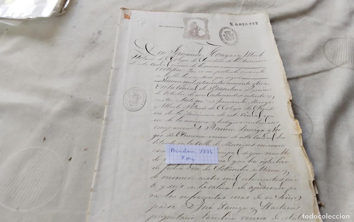 Manuscritos antiguos: BARCELONA , MANUSCRITO CON TIMBROLOGIA A&Ntilde;O 1874 , 8 PAG
