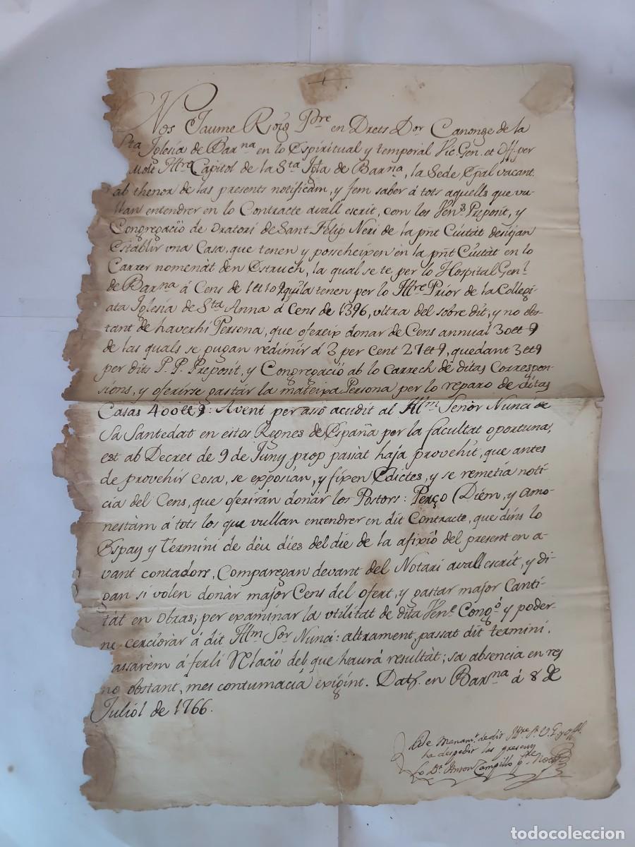 Manuscritos antiguos: Manuscrito 1766 Barcelona contrato cens Hospital General