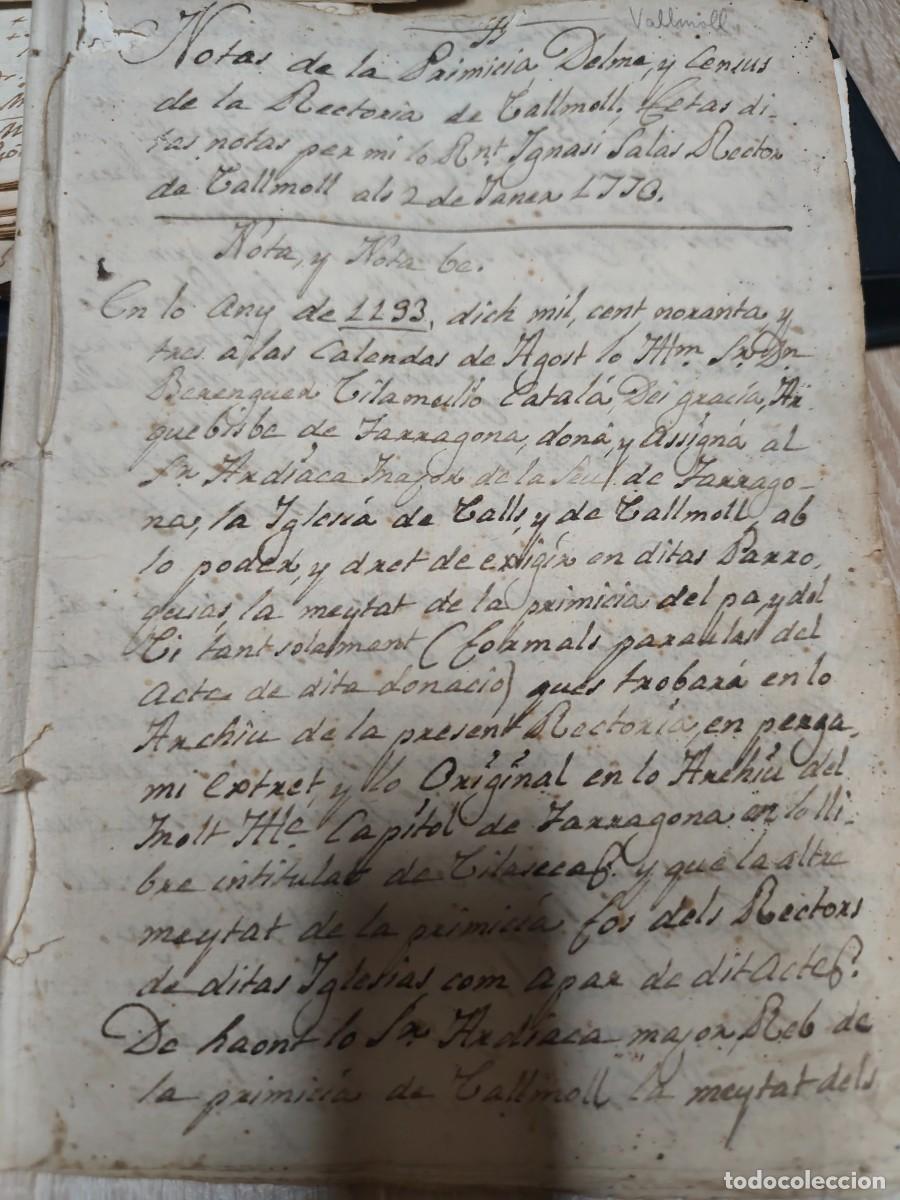 Manuscritos antiguos: Libreta manuscrita censos rector de Vallmoll xviii