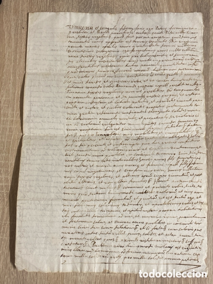 Manuscritos antiguos: Documento manuscrito Siglo XVIII Da f&eacute; el Presb&iacute;tero y Rector Iglesia San Pedro Villa Tiurana Urgell