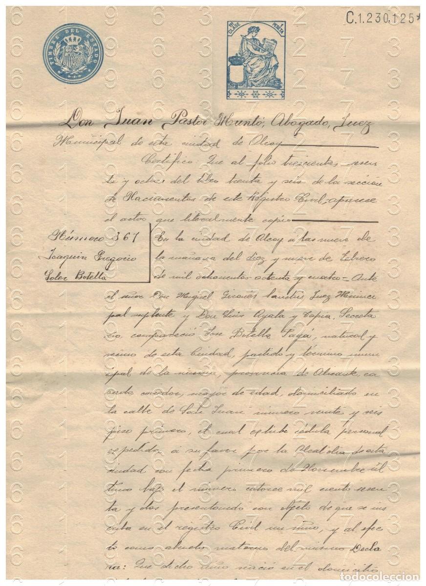 Manuscritos antiguos: ALCOY 1911 DOCUMENTO AMNUSCRITO 4 PAGINAS B46