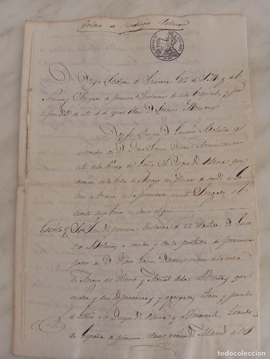 Manuscritos antiguos: EXTENSO DOCUMENTO SUBASTA ARRIENDO DE DEHESAS. DUQUES DE OSUNA / CONDES DE BENAVENTE. CACERES 1850