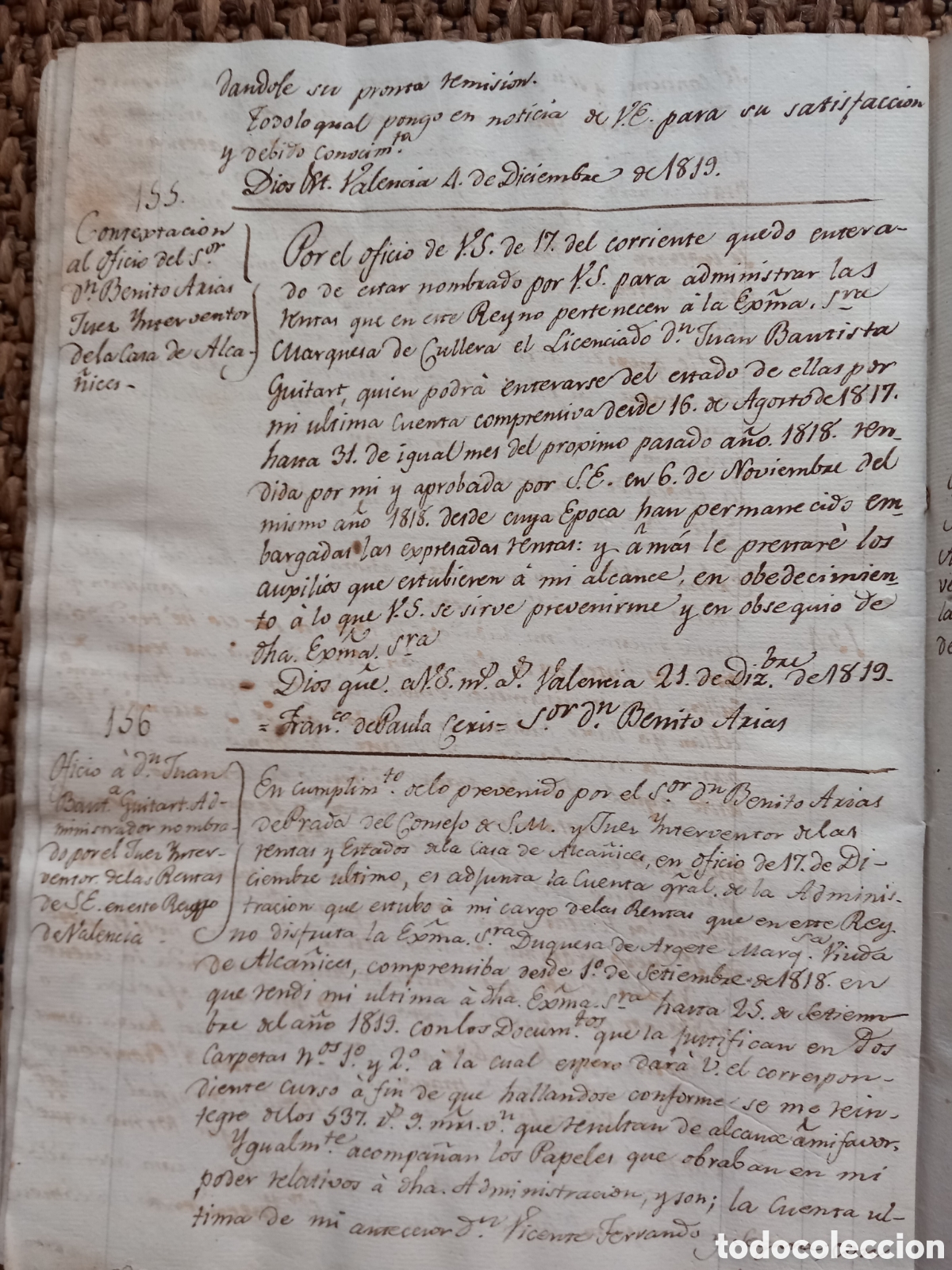 Manuscritos antiguos: EXTRAORINARIO DOCUMENTO SOBRE LAS RENTAS QUE TEN&Iacute;A EN EL REINO DE VALENCIA LA DUQUESA DE ALGETE. HIS