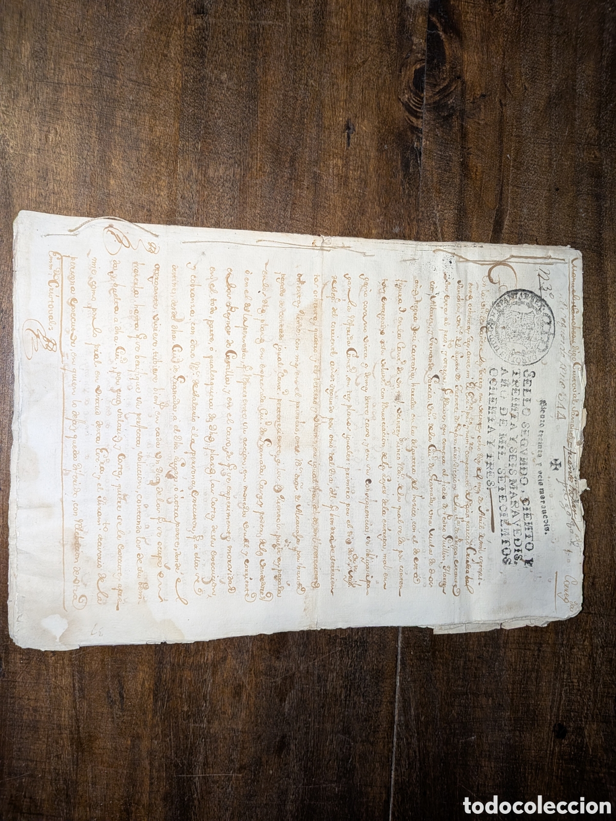 Manuscritos antiguos: Documentos en papel sellado del sello segundo y cuarto de 1783 sobre la venta al fiado de una mula