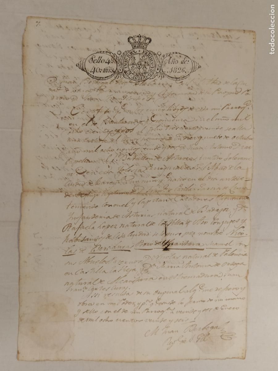 Manuscritos antiguos: DOCUMENTO ANTIGUO MANUSCRITO CON SELLO - JUAN BERBEGAL - A&Ntilde;O 1826