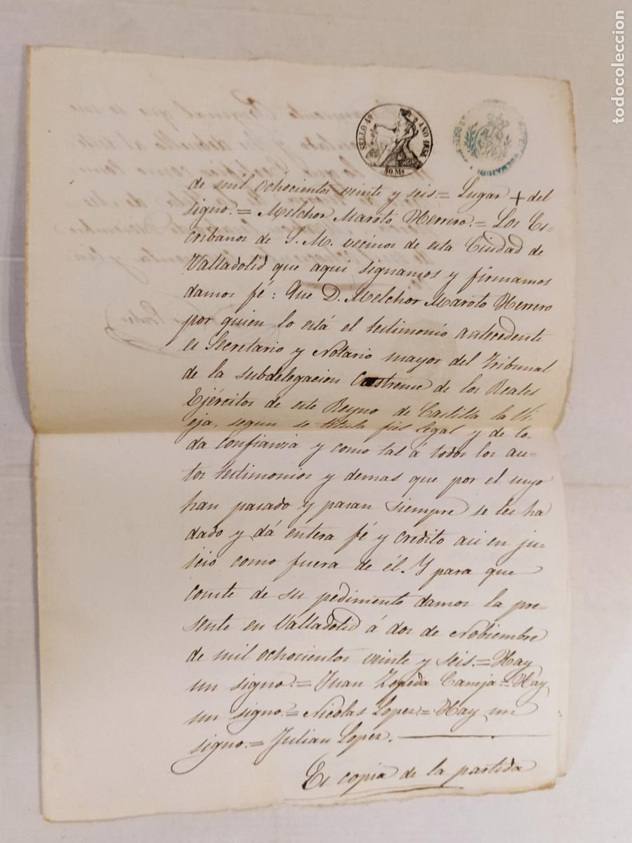 Manuscritos antiguos: DOCUMENTO ANTIGUO MANUSCRITO CON SELLO - A&Ntilde;O 1855 - REGIMIENTO INFANTERIA DE MALLORCA