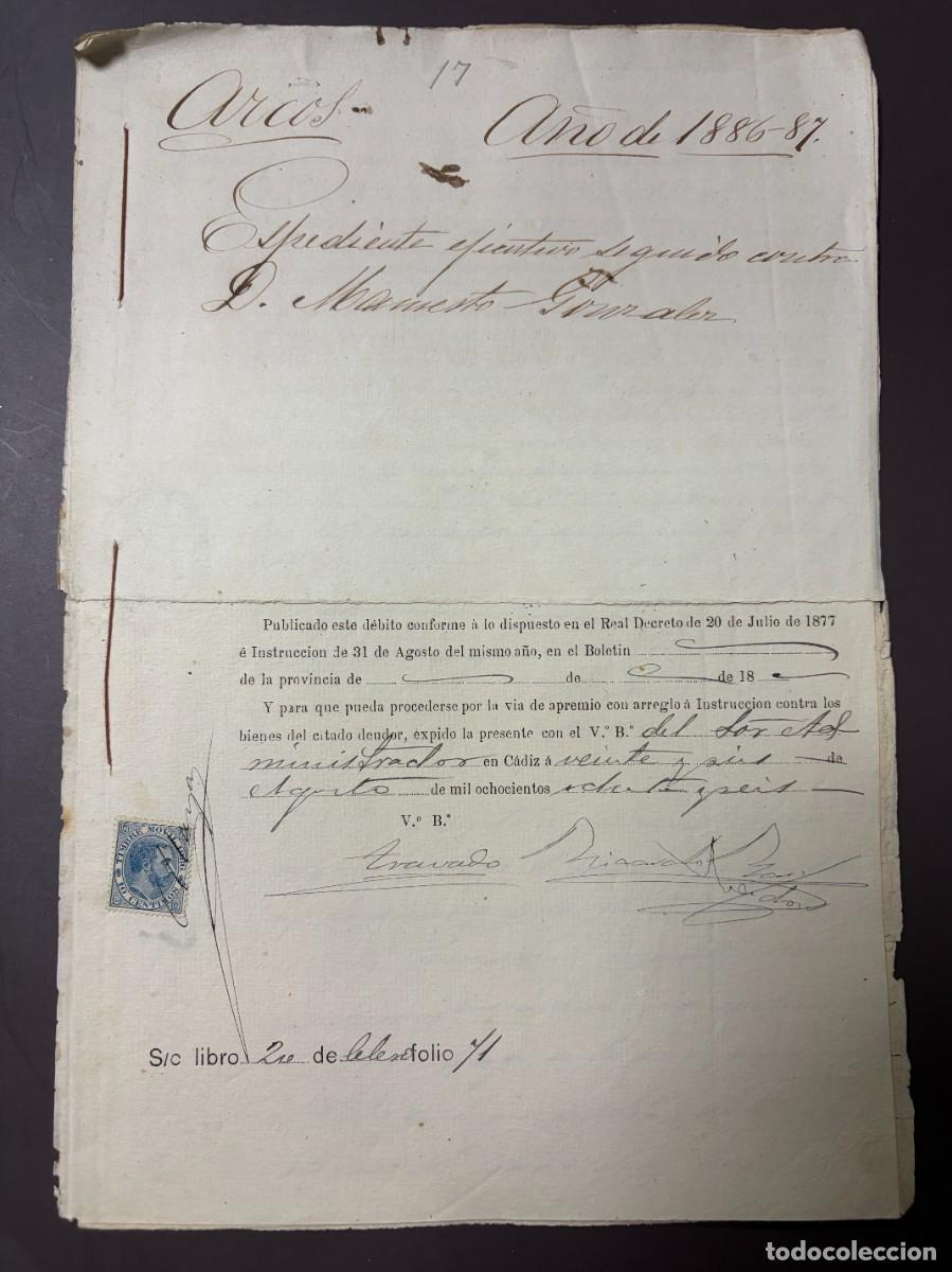 Manuscritos antiguos: ARCOS DE LA FRONTERA 1886. EXPEDIENTE APREMIO HACIENDA. LEER