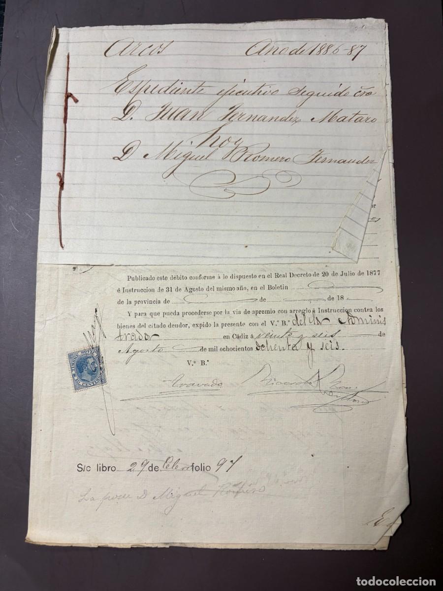 Manuscritos antiguos: ARCOS DE LA FRONTERA, 1886. EXPEDIENTE EJECUTIVO DE APREMIO CONTRA LUIS FERN&Aacute;NDEZ MATAU. LEER