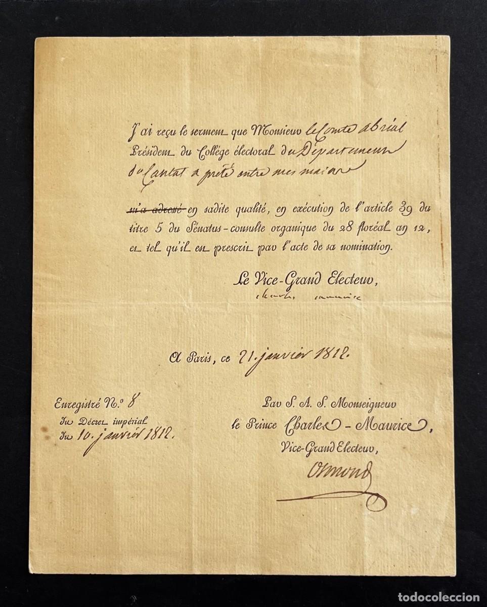 Manuscritos antiguos: Charles-Maurice de TALLEYRAND &ndash; Carta firmada &ndash; Juramento &ndash; 1812