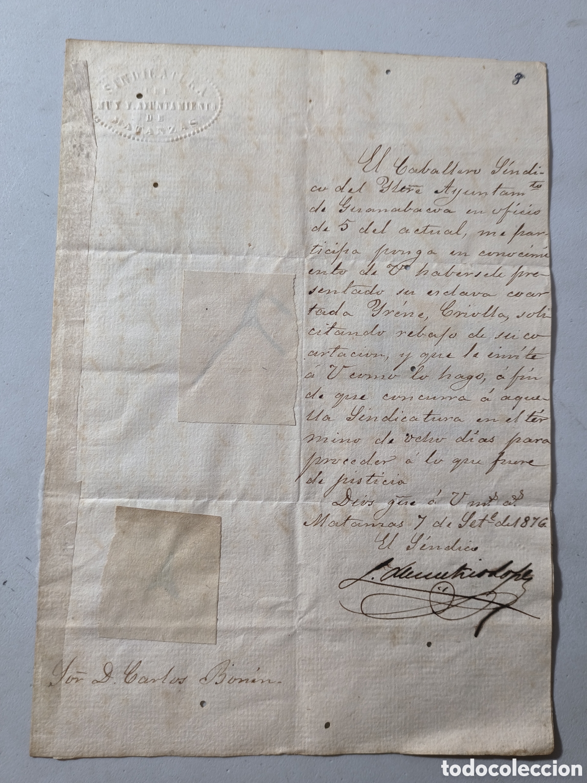 Manuscritos antiguos: Cuba espa&ntilde;ola, solicitud de rebaja de coartacion de esclava,a&ntilde;o 1876