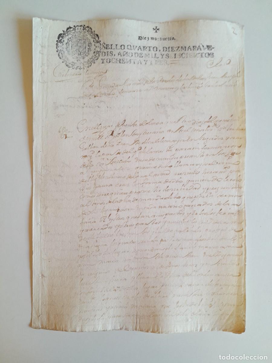 Manuscritos antiguos: PAPEL TIMBRADO DE SELLO CUARTO A&Ntilde;O 1683 - LUGAR DESCONOCIDO