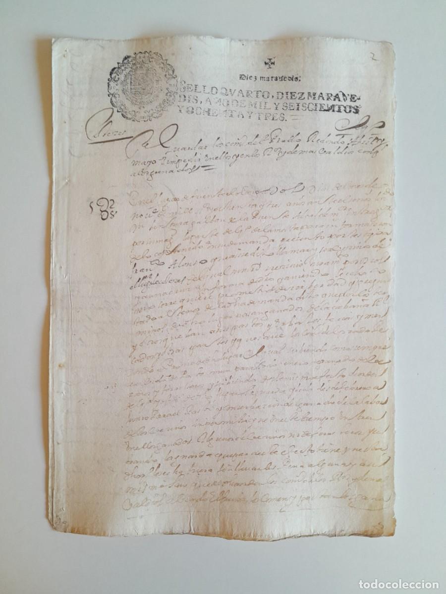 Manuscritos antiguos: PAPEL TIMBRADO DE SELLO CUARTO A&Ntilde;O 1683 - LUGAR DESCONOCIDO