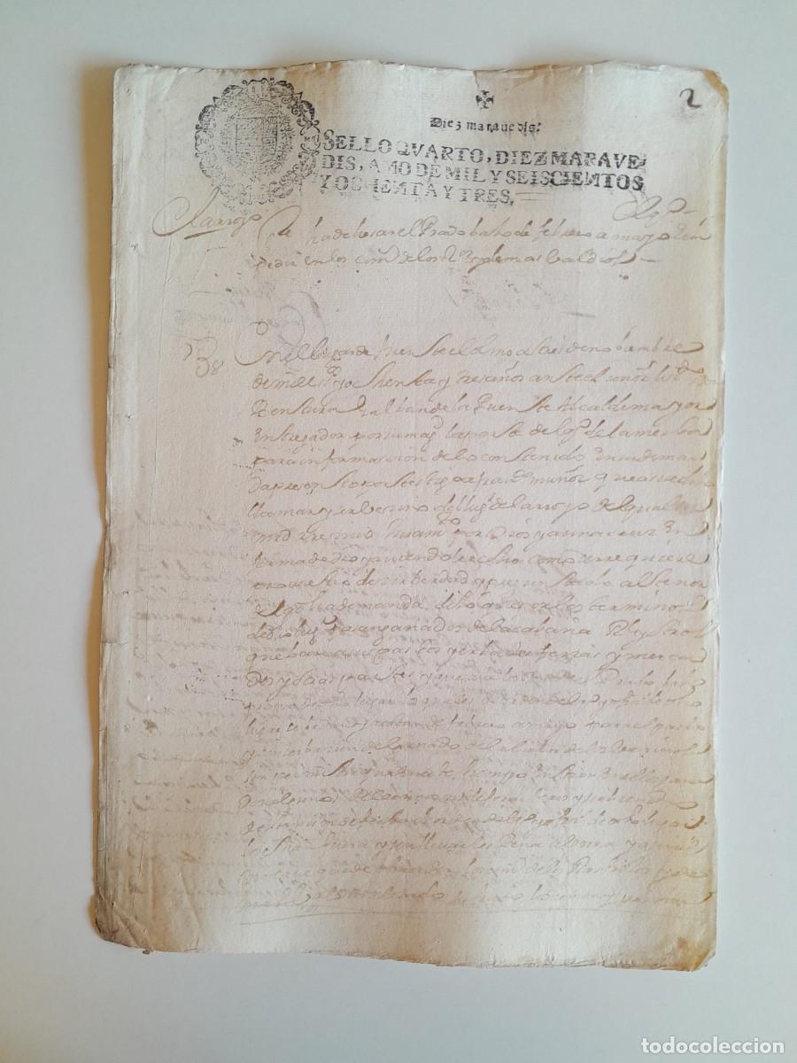 Manuscritos antiguos: PAPEL TIMBRADO DE SELLO CUARTO A&Ntilde;O 1683 - LUGAR DESCONOCIDO
