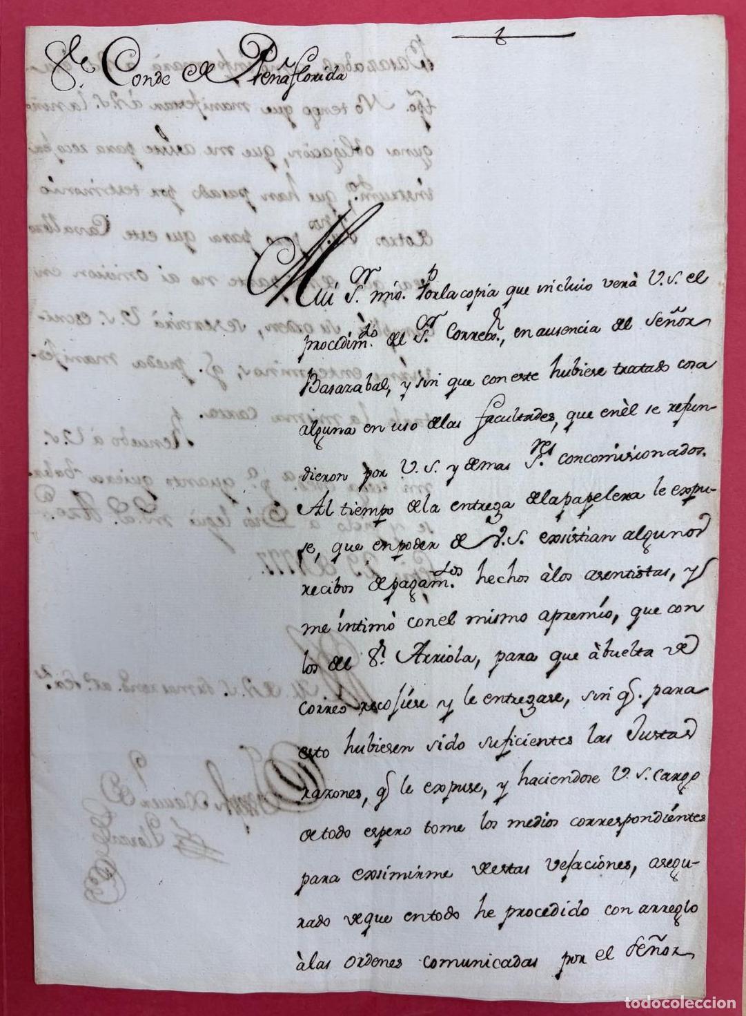 Manuscritos antiguos: CARTA SOBRE LA ENTREGA DE LA ESCRIBAN&Iacute;A DE HARASABAL. AZCOITIA, 29 DE SEPTIEMBRE DE 1777