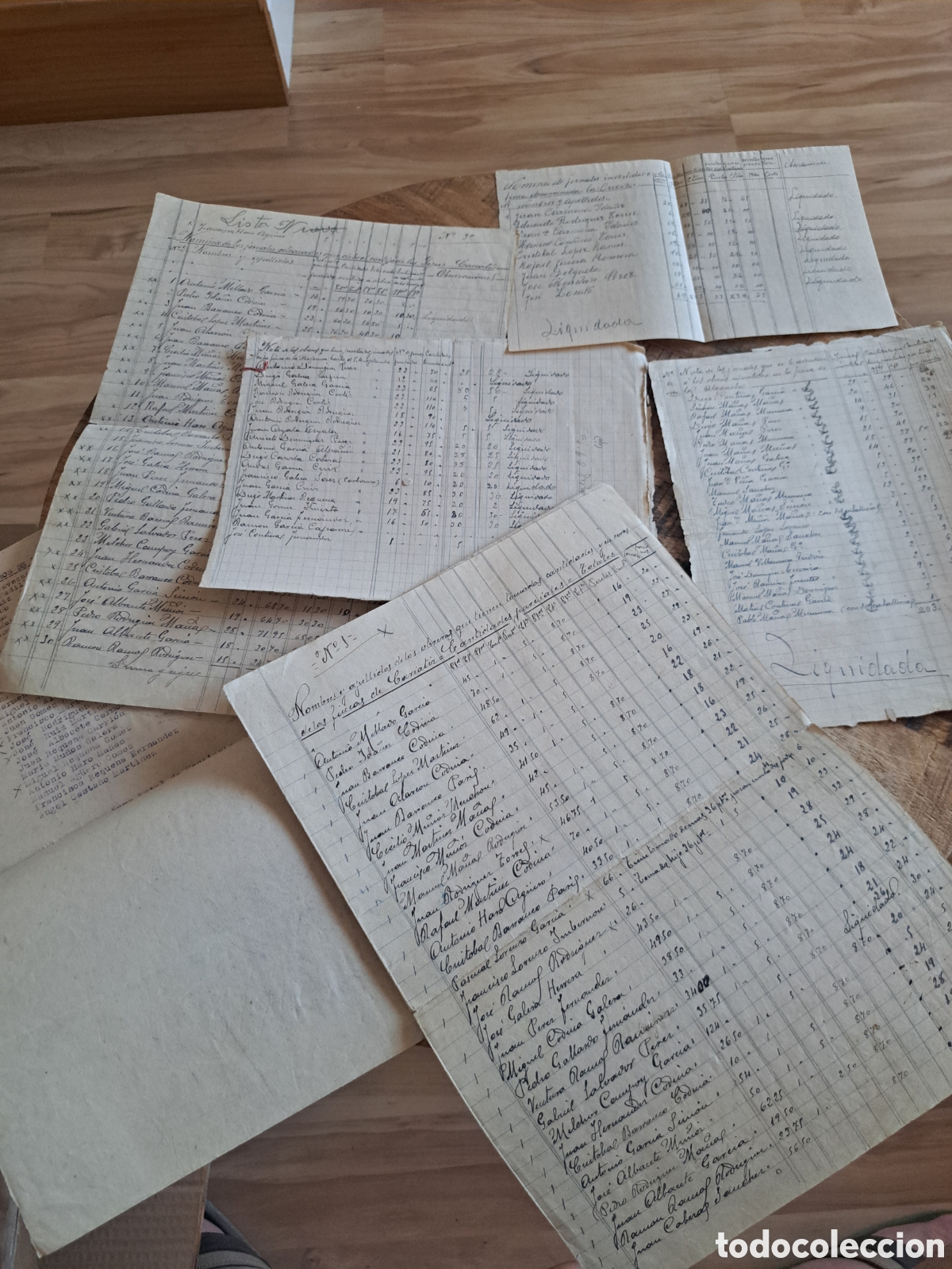 Manuscritos antiguos: Jml Lote Pagos Jornales Jornaleros Campo fincas Cariatiz Cueva, Mojonera, Algarrobos, Sorbas, 1930