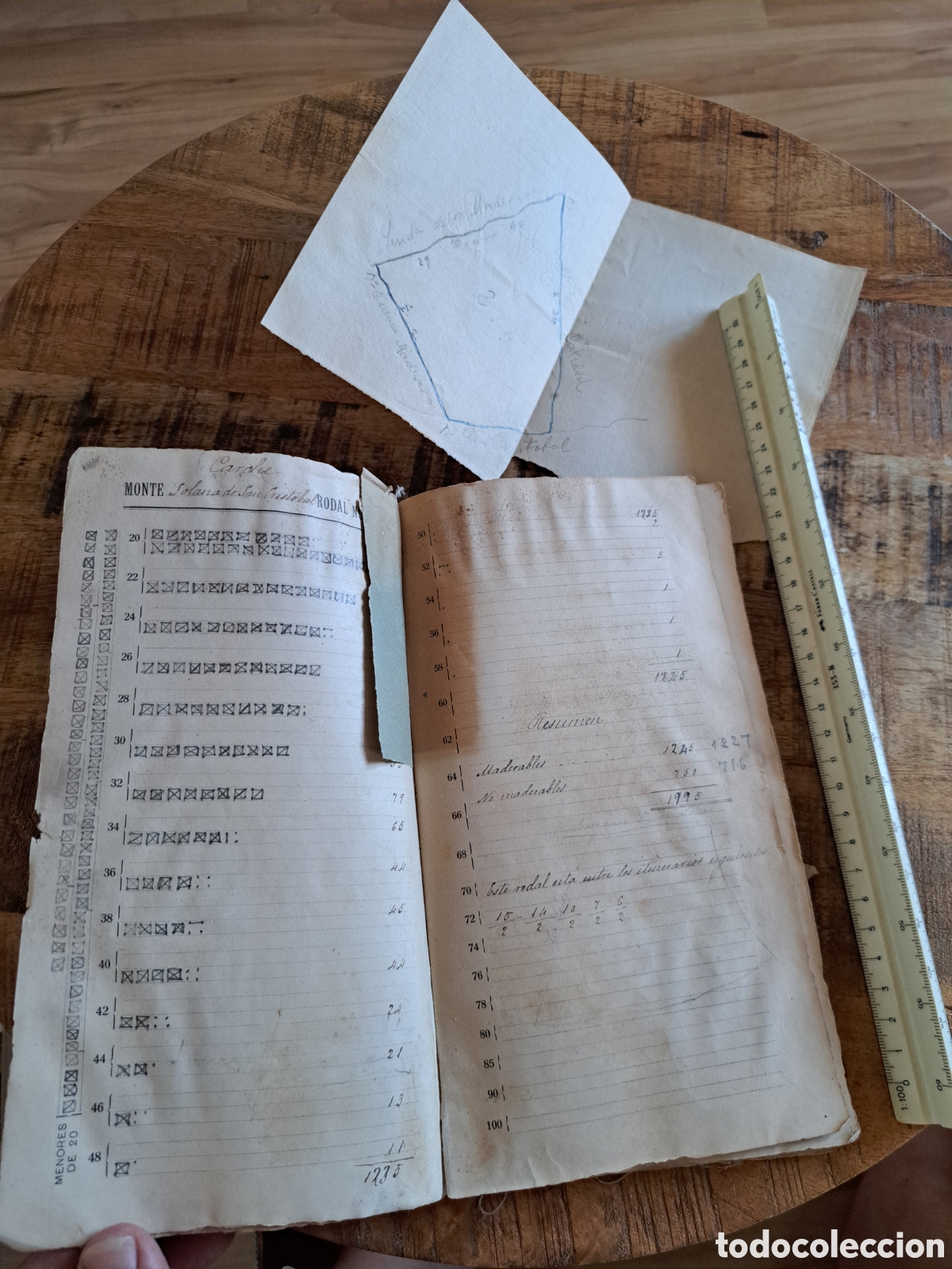Manuscritos antiguos: Jml Libreto montes forestal Rodal El Carche San Crist&oacute;bal Levantamiento plano 275 Madariaga 1908 Ver