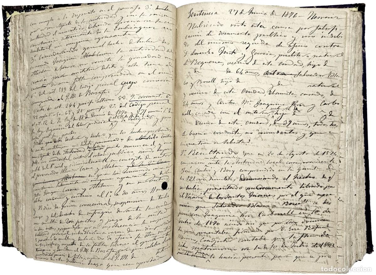 Manuscrits anciens: 1876-VALENCIA-JUEZ-DOCUMENTOS-MANUSCRITOS-PAPEL SELLADO-SENTENCIAS-RUZAFA INDEPENDENCIA-MARQUES