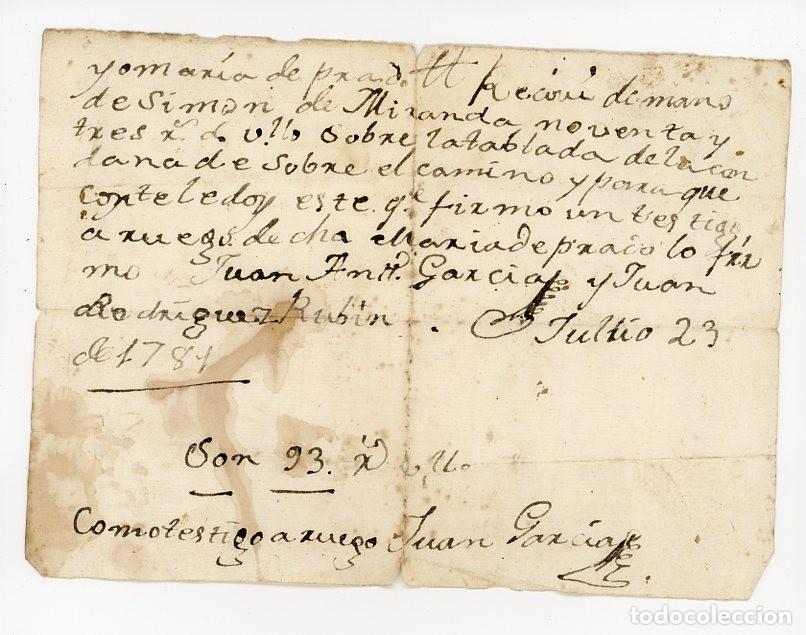 Alte Manuskripte: ASTURIAS. 1781. RECIBO DE PAGO MANUSCRITO.