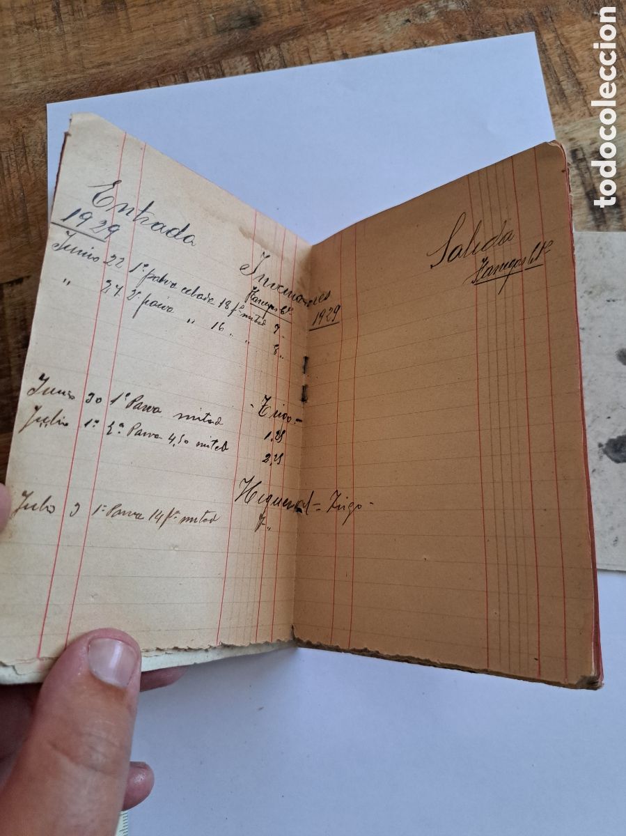Manuscritos antiguos: Jml Antiguo Libreto Debe entradas y salidas a pluma A&ntilde;o 1928. Decoraci&oacute;n. Escaparatismo. Decoraci&oacute;n.
