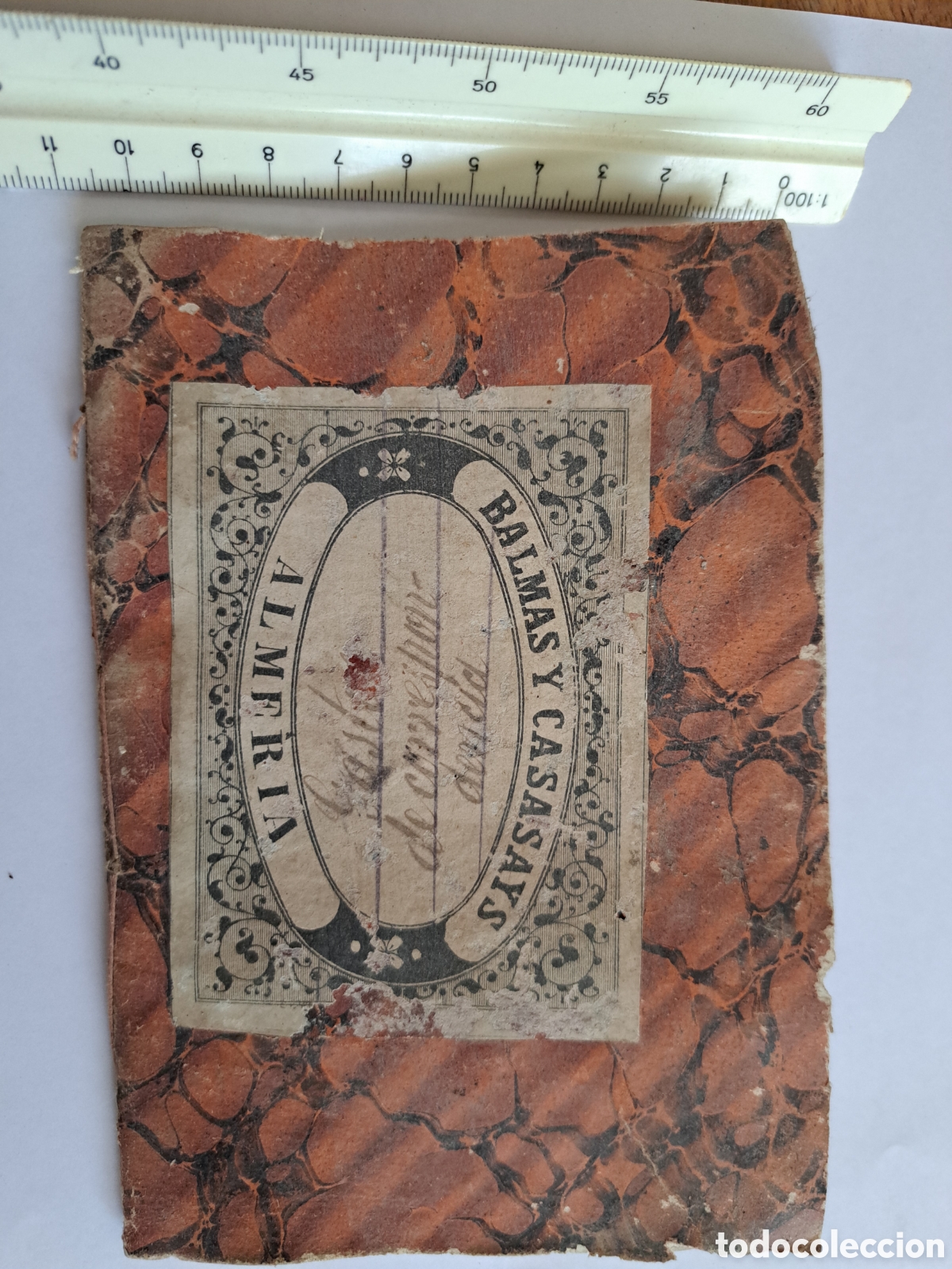 Manuscritos antiguos: Jml Antiguo Libreto Debe entradas y salidas a pluma A&ntilde;o 1929. Gastos correspondencia. Almeria