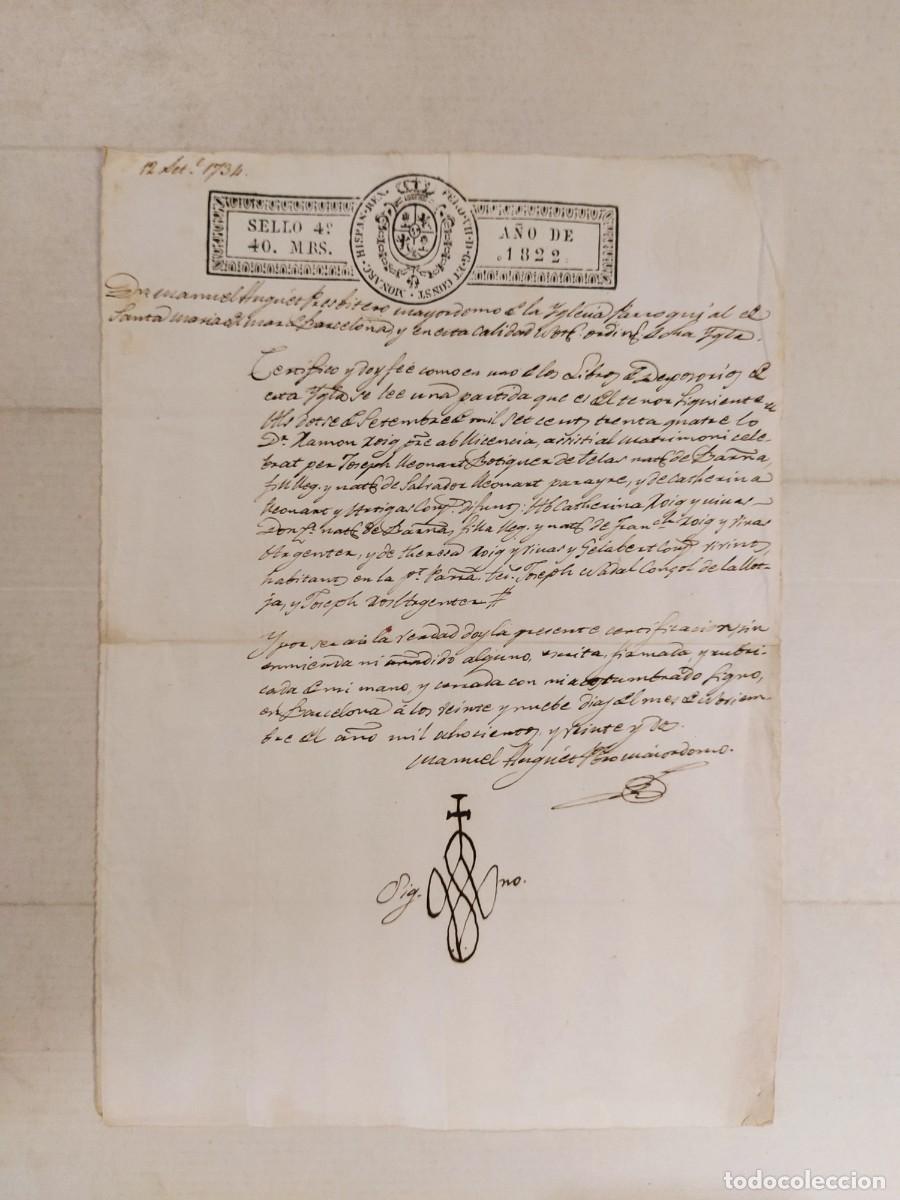 Manuscritos antiguos: DOCUMENTO SELLADO ANTIGUO A&Ntilde;O 1822 -VER FOTOS