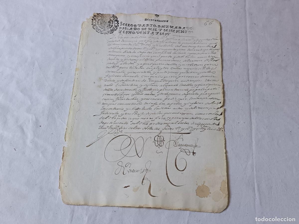 Manuscritos antiguos: 1656, Antiguo Documento Manuscrito, Poder Notarial, con firmas/r&uacute;bricas y sello