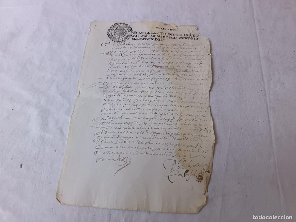 Manuscritos antigos: 1662, Antiguo Documento Manuscrito, Texto Legal, con firmas/r&uacute;bricas y sello