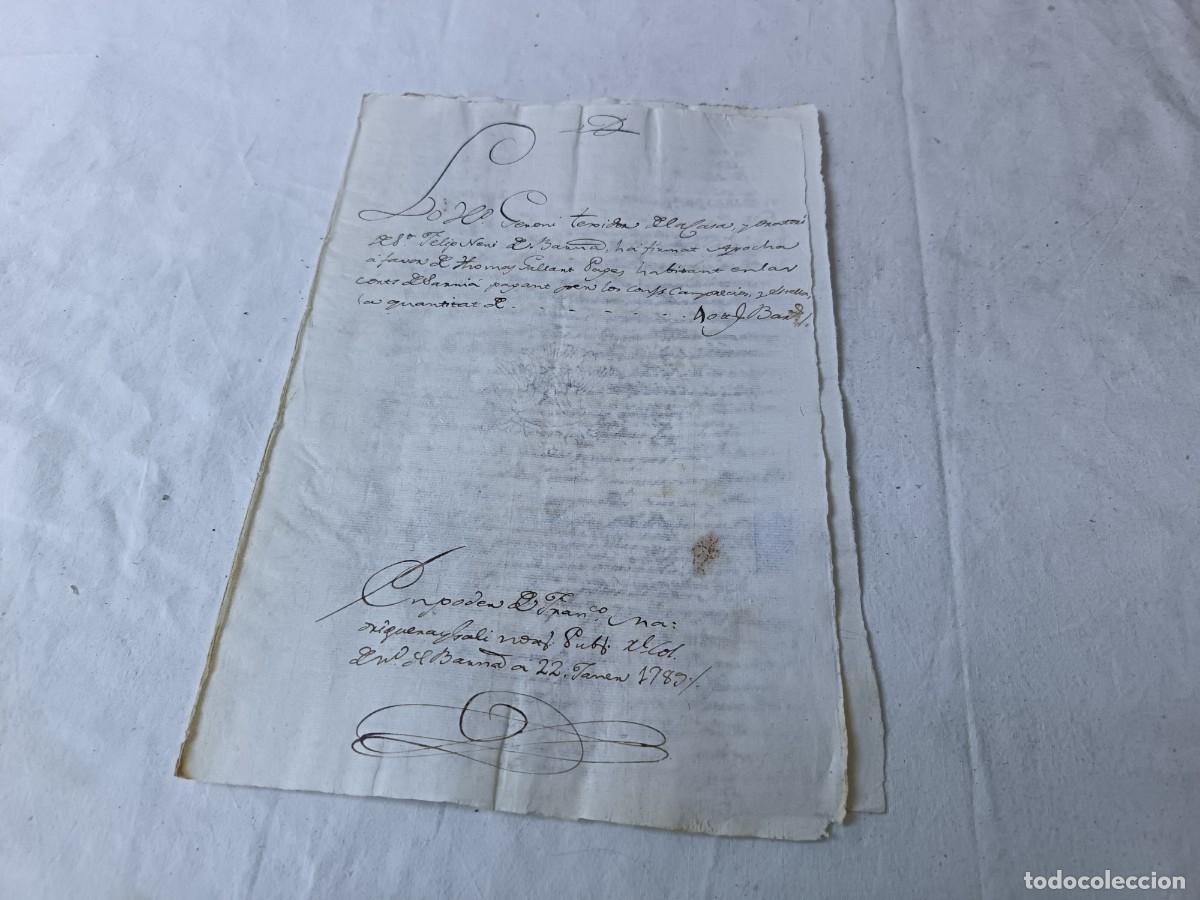 Manuscrits anciens: 1789, Antiguo Documento Manuscrito, Carta de Pago (Apocha), Barcelona, con firmas/r&uacute;bricas