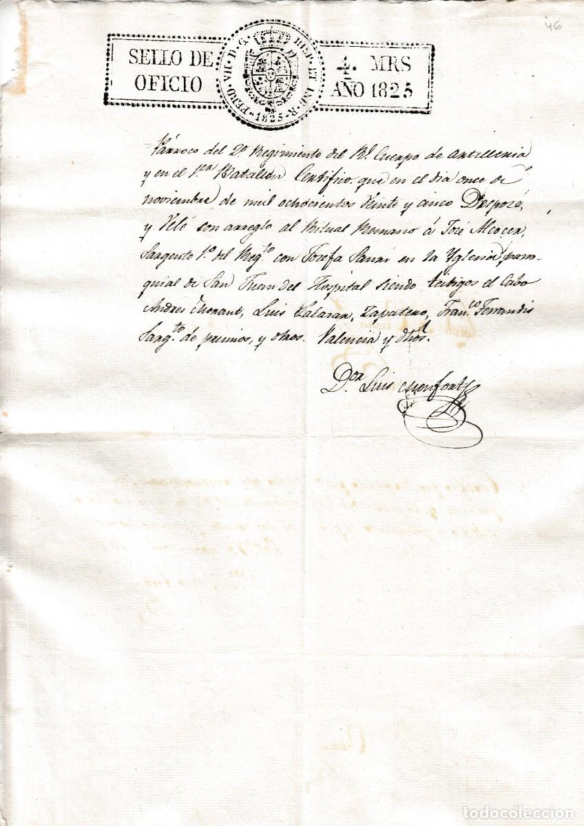 Manuscritos antiguos: 1825 SELLO OFICIO 4 MRS. DOCUMENTO MANUSCRITO PAPEL SELLADO. TIMBRADO