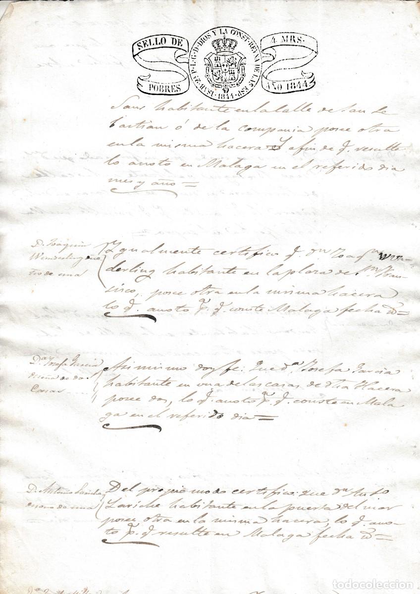 Manuscritos antiguos: 1844 SELLO DE POBRES 4 MRS DOCUMENTO MANUSCRITO. PAPEL TIMBRADO
