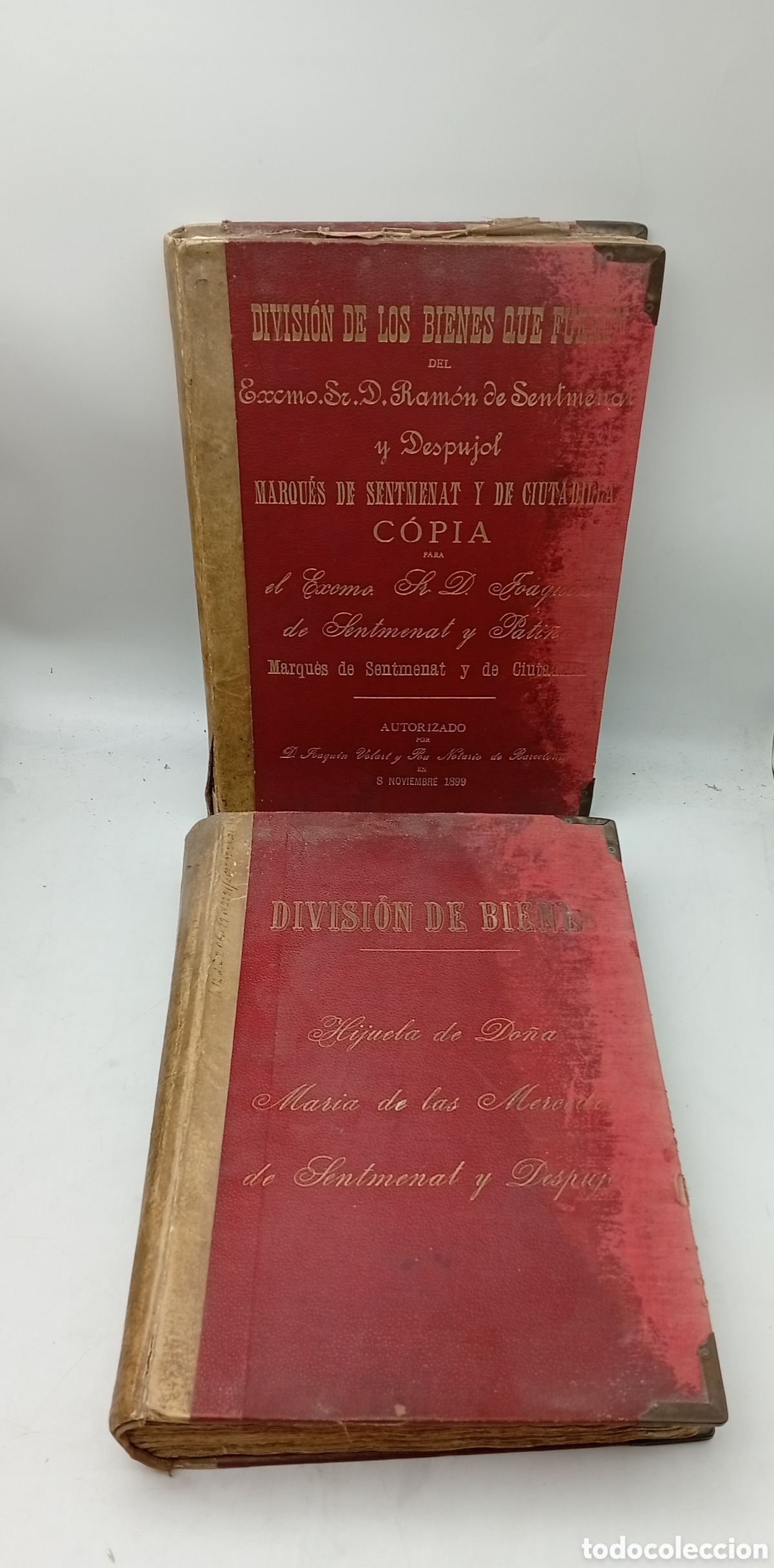 Manuscrits anciens: 2 libros Divisi&oacute;n bienes Ram&oacute;n y Mar&iacute;a de Sentmenat Despujols Marqu&eacute;s Ciutadilla y Sentmenat 1899