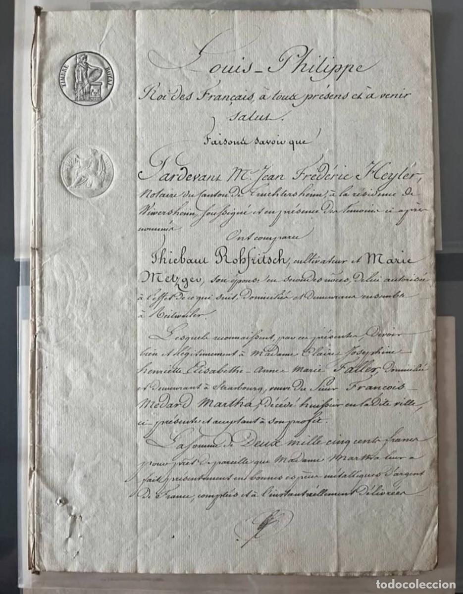 Manuscritos antiguos: Manuscrito Notarial Franc&eacute;s de 1835 - Foto 8