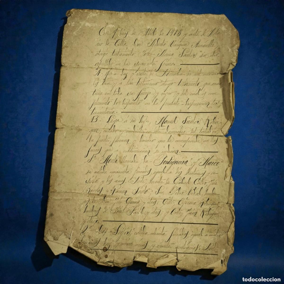 Ancient Manuscripts: Documento Manuscrito Antiguo A&ntilde;o 1913 &ndash; Testamento O Escritura Legal Con Caligraf&iacute;a De &Eacute;poca