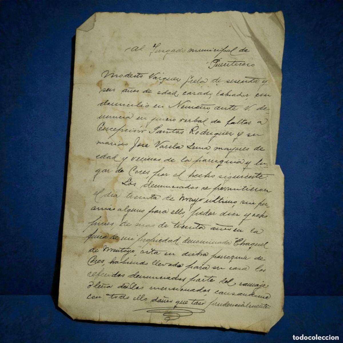 Alte Manuskripte: Documento Manuscrito Judicial A&ntilde;o 1930 &ndash; Escrito Legal Antiguo Del Juzgado Municipal