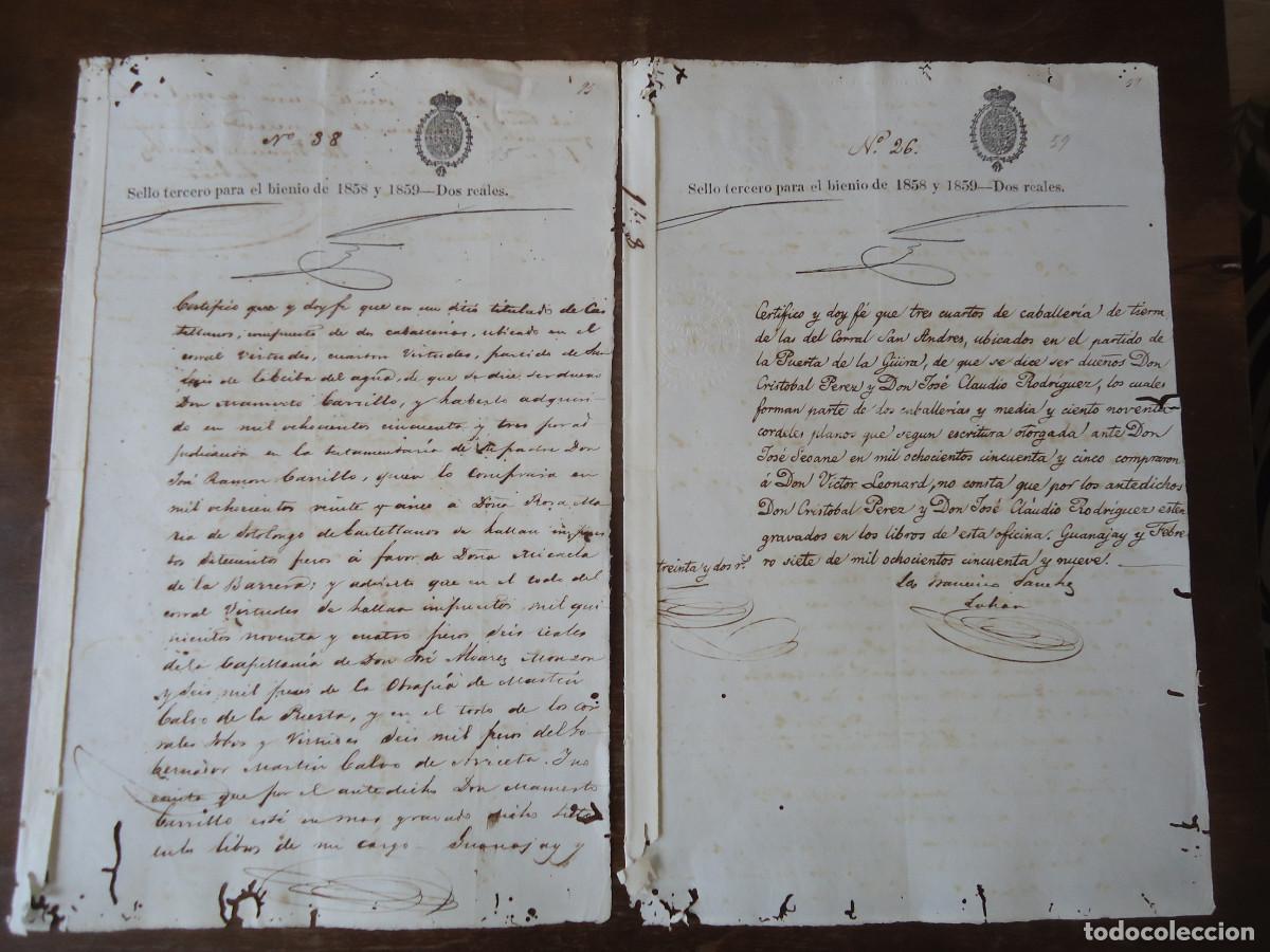 Alte Manuskripte: Cuba. 4 documentos manuscritos. Sellos 3&ordm; de 1858 y 1859