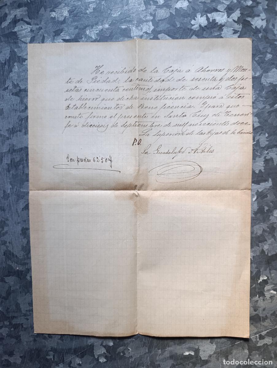 Manuscritos antiguos: EXTRAORDINARIO DOCUMENTO MANUSCRITO Y FIRMADO POR SOR GUADALUPE ARTILES - MADRE SUPERIORA LA CARIDAD