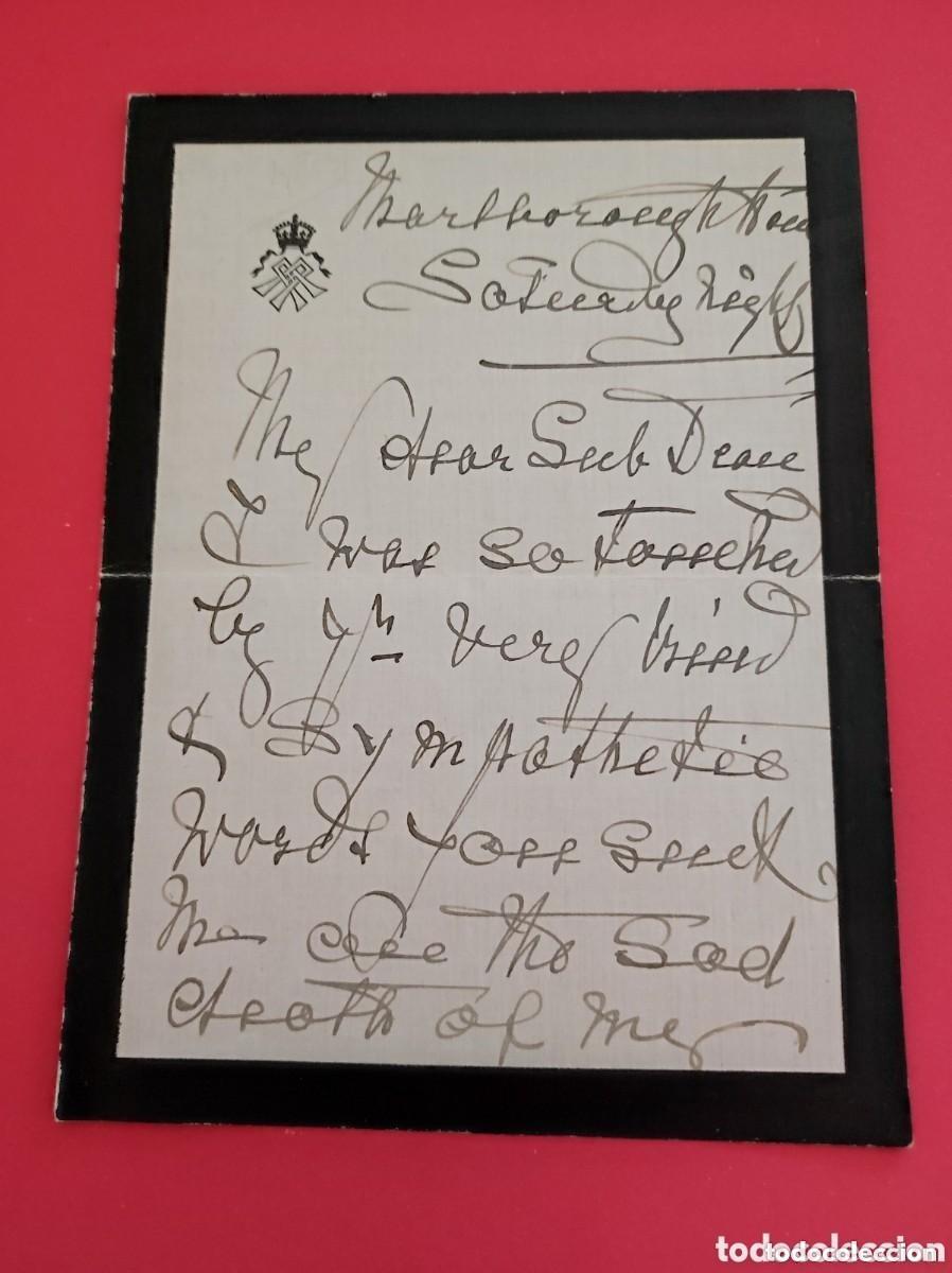 Manuscrits anciens: Antigua carta reina alexandra al Subdecano agradeciendo por el funeral de Duquesa de Teck 1897