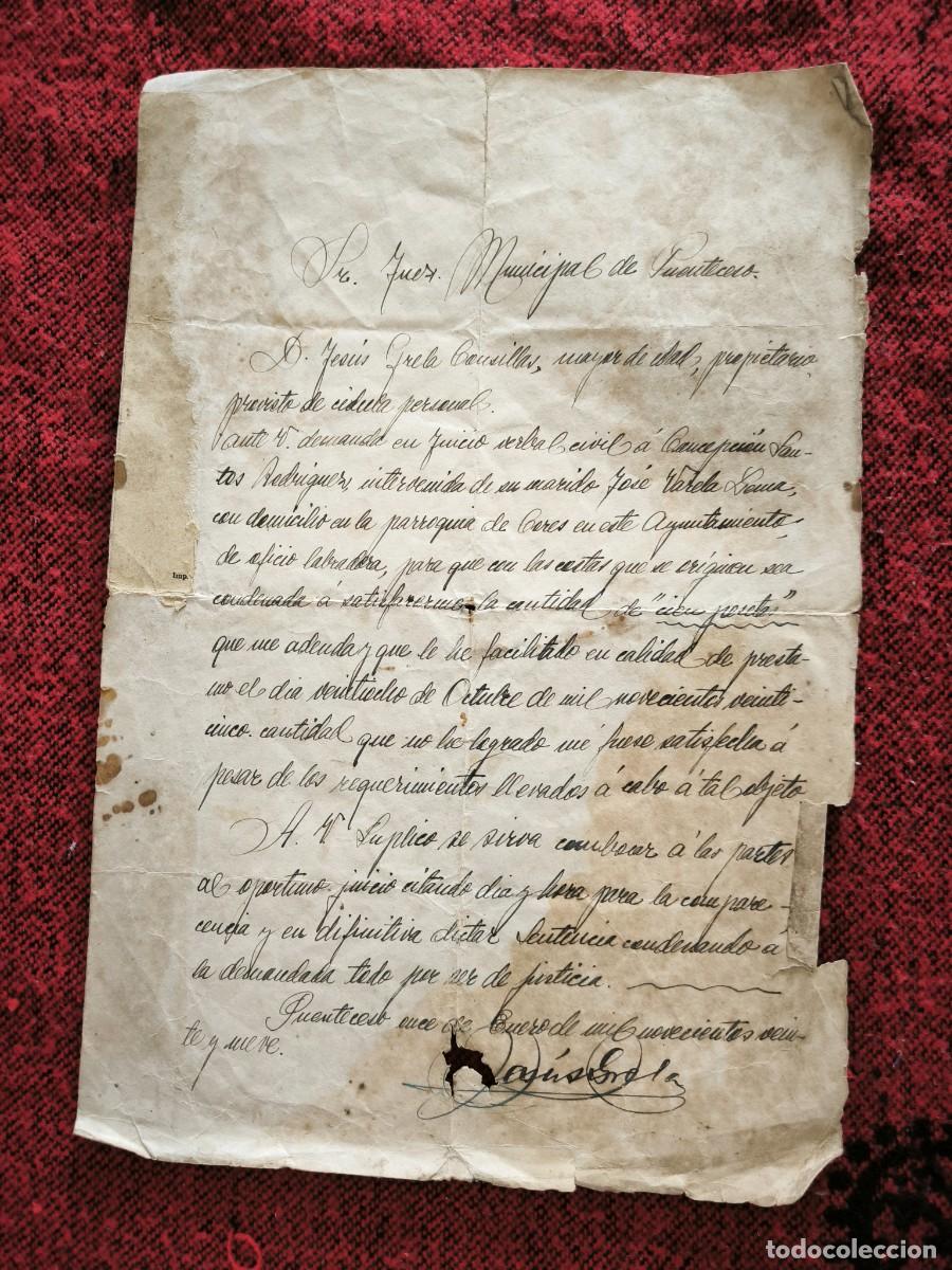 Alte Manuskripte: Antiguo Escrito Judicial Manuscrito De 1929 Juicio Verbal Civil Juzgado De Puenteceso