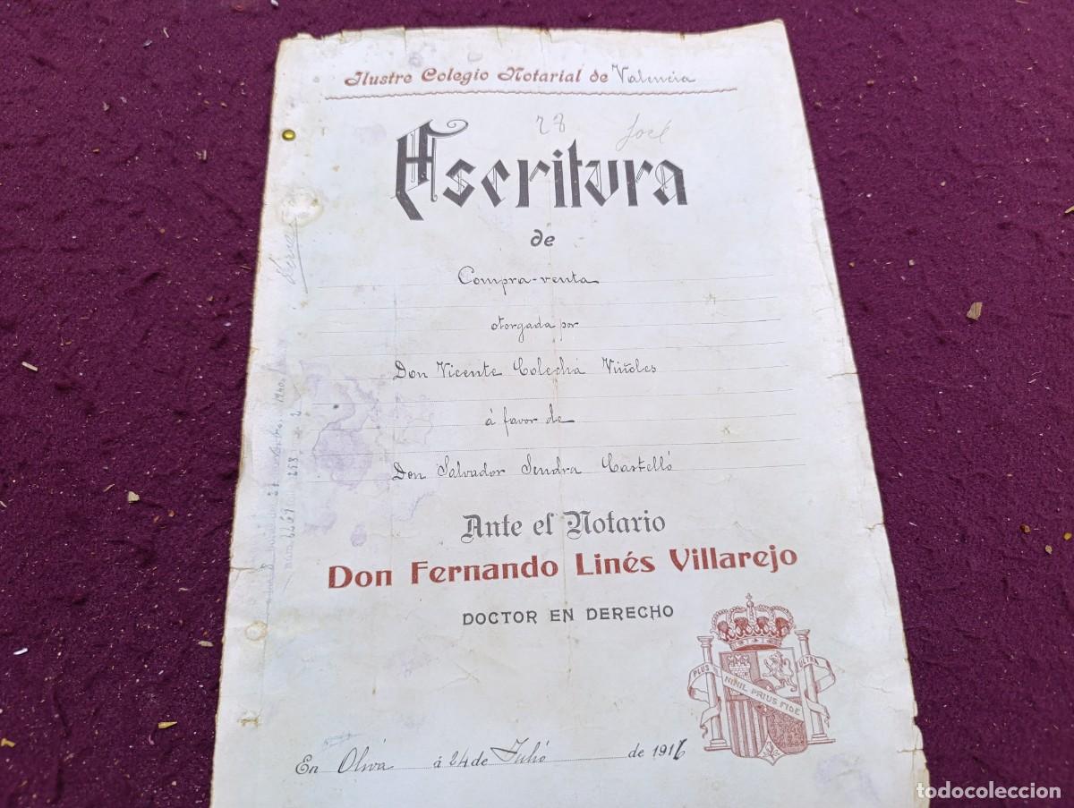 Alte Manuskripte: 1916, Antiguo Documento Manuscrito, Escritura, Oliva, Valencia