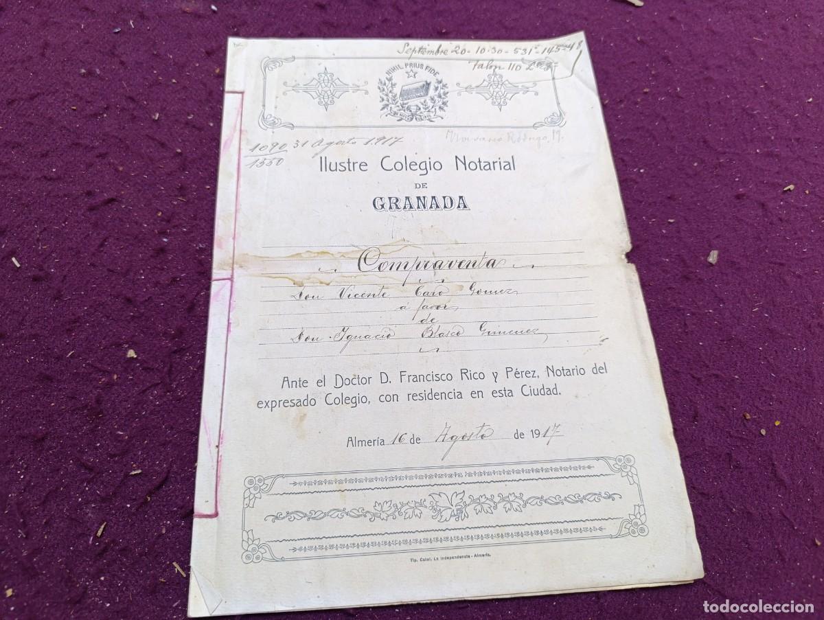 Manuscritos antigos: 1917, Antiguo Documento Manuscrito, Compraventa, Almer&iacute;a